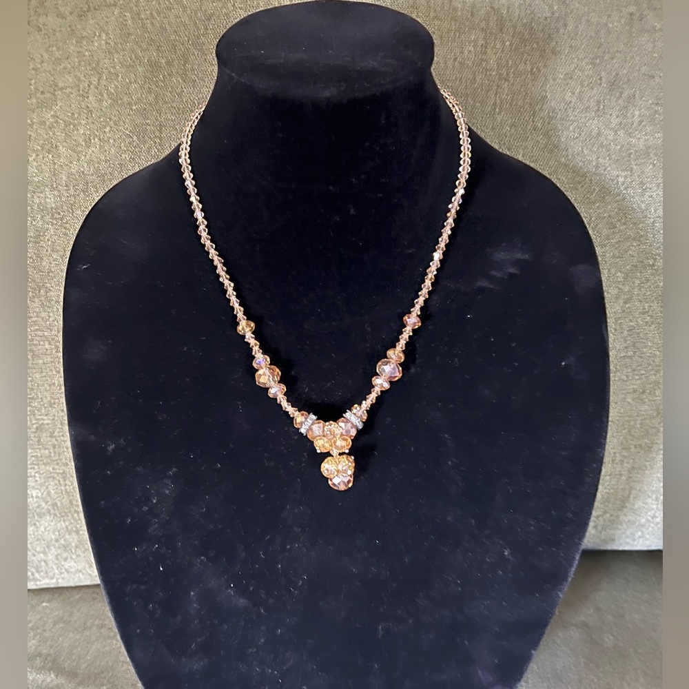 Elegant Gold Crystal Bead Necklace